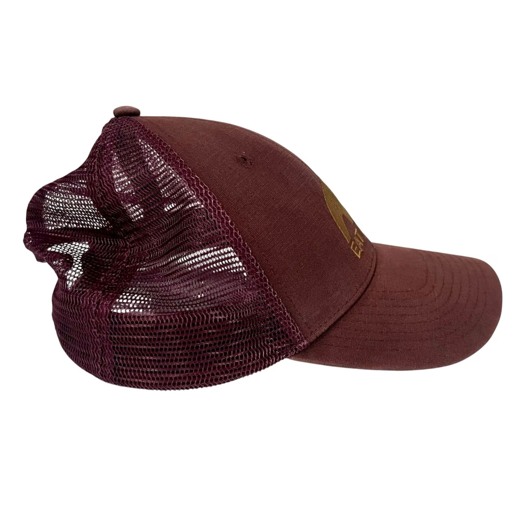 Patagonia Patagonia Hat LoPro Trucker Eat Local Upstream Bear w/ Fish Burgundy Red RARE Adjustable Breathable Men One Size Hat Size ONE SIZE - 2 Thumbnail