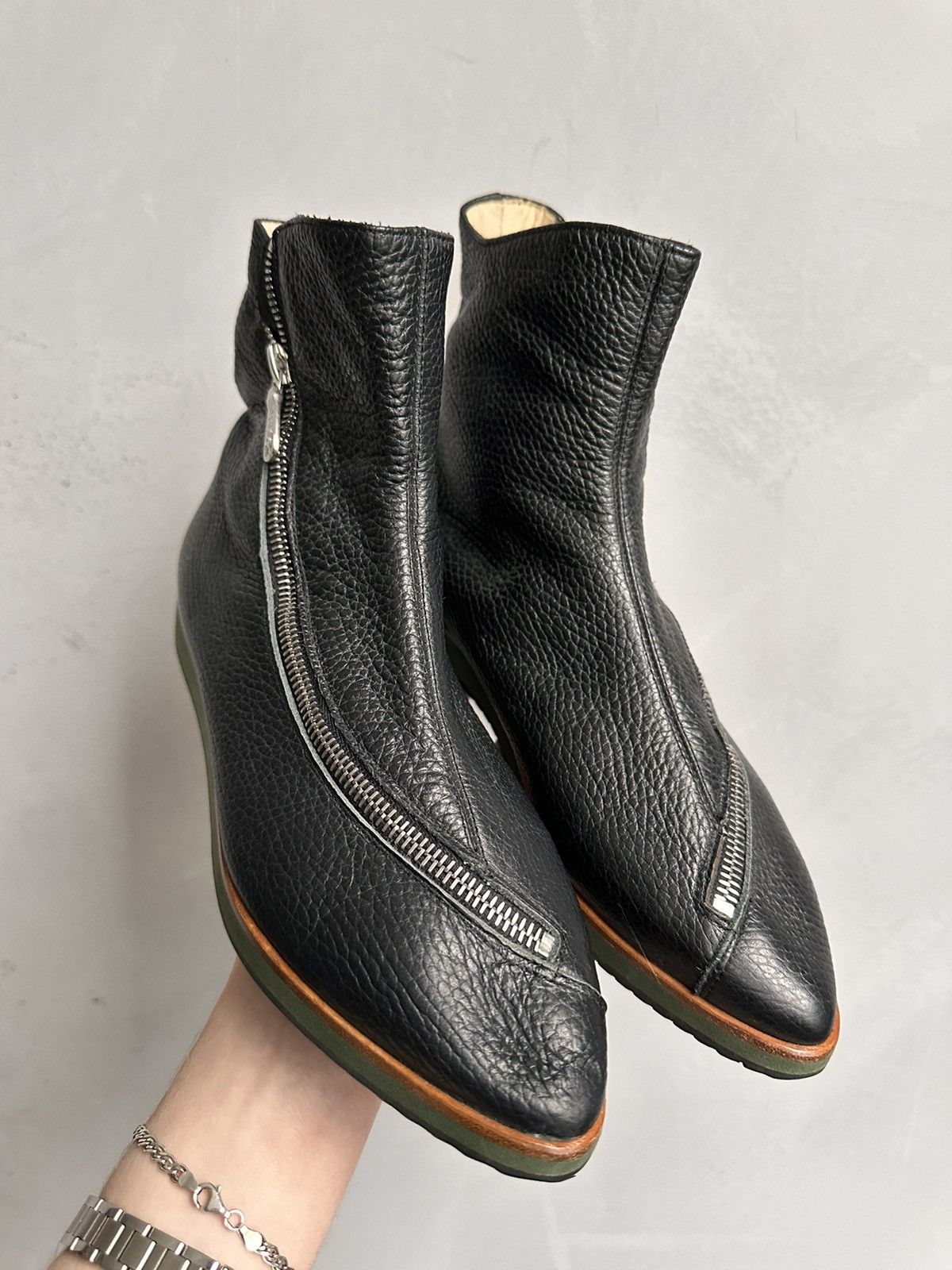A.S.98 Wow 😻Style Rick Owens Leather Boots Metal Zip Poell Rare Size US 7 / IT 37 - 2 Thumbnail