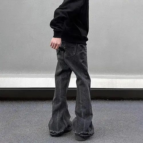 Designer × Japanese Brand × Jean Loose Straight-leg Flared Black Jeans Size US 31 - 3 Thumbnail