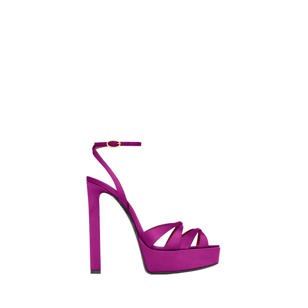 SAINT LAURENT Chandele $1300 Fuchsia Platform Sandals New &