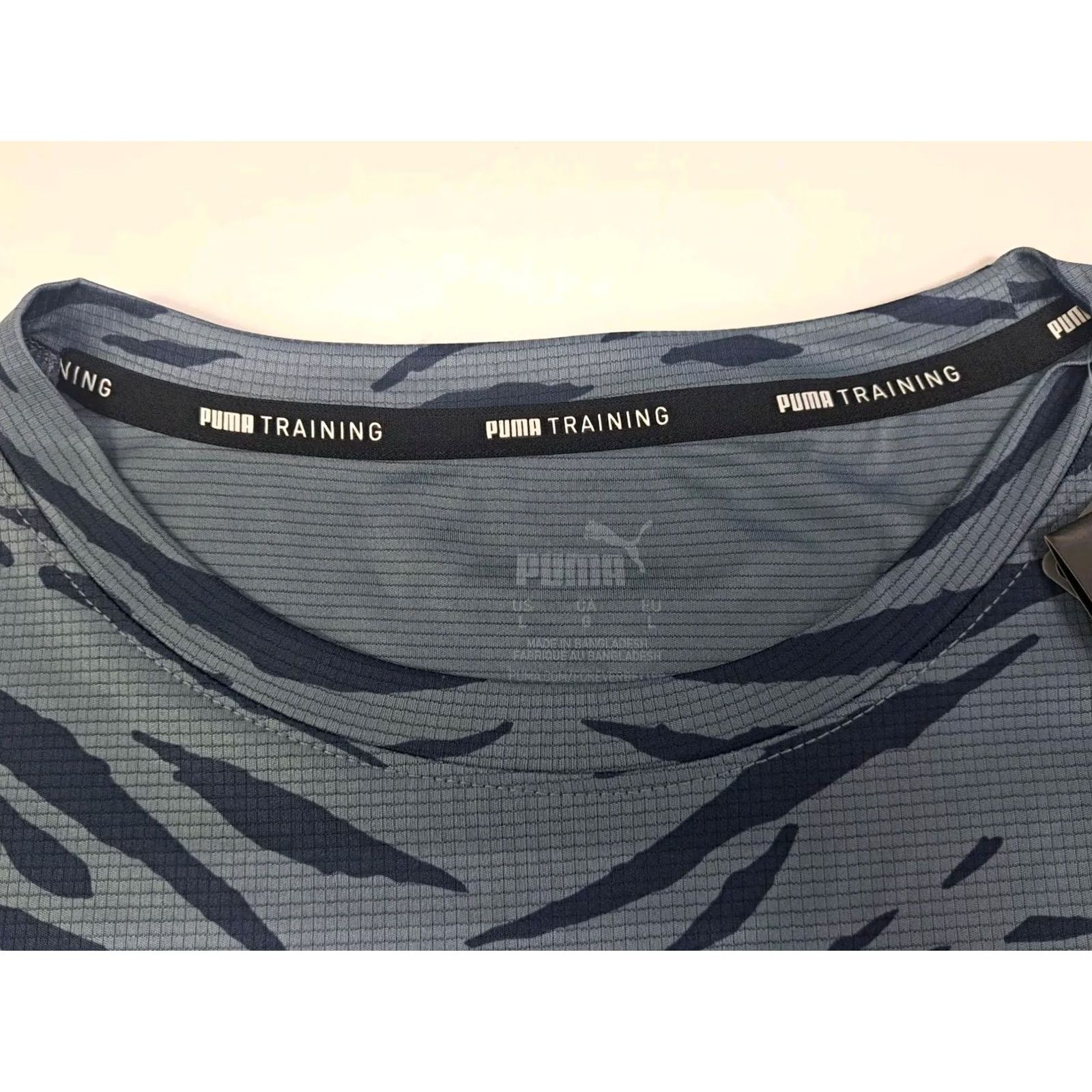 Puma PUMA Training Women's Dry Cell Cropped Short Sleeve Shirt Blue Black Striped Logo NWT Size L / US 10 / IT 46 - 2 Thumbnail