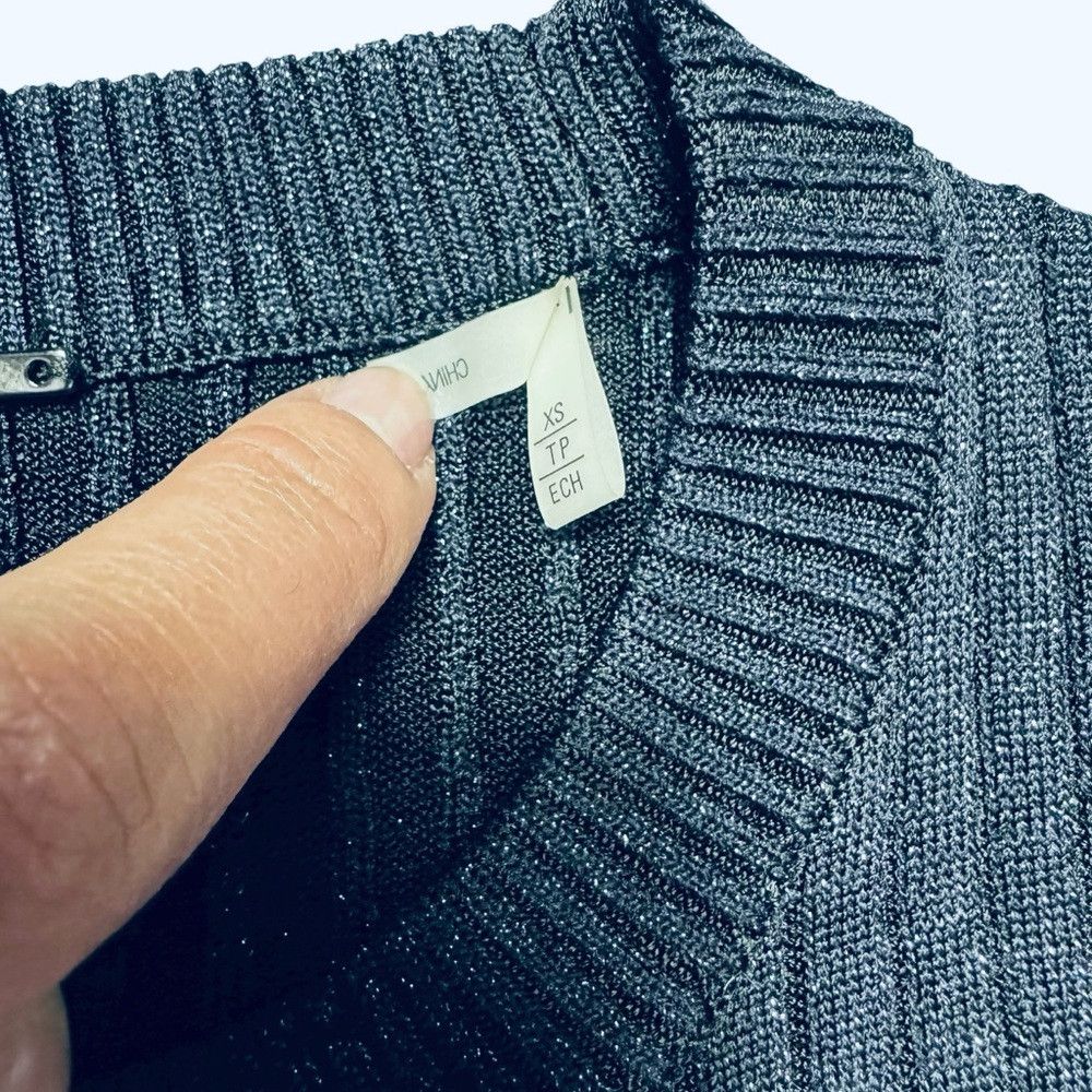 Elie Tahari Elie Tahari Hope Ribbed Knit Navy Sparkle Sweater Size XS Size XS / US 0-2 / IT 36-38 - 8 Thumbnail