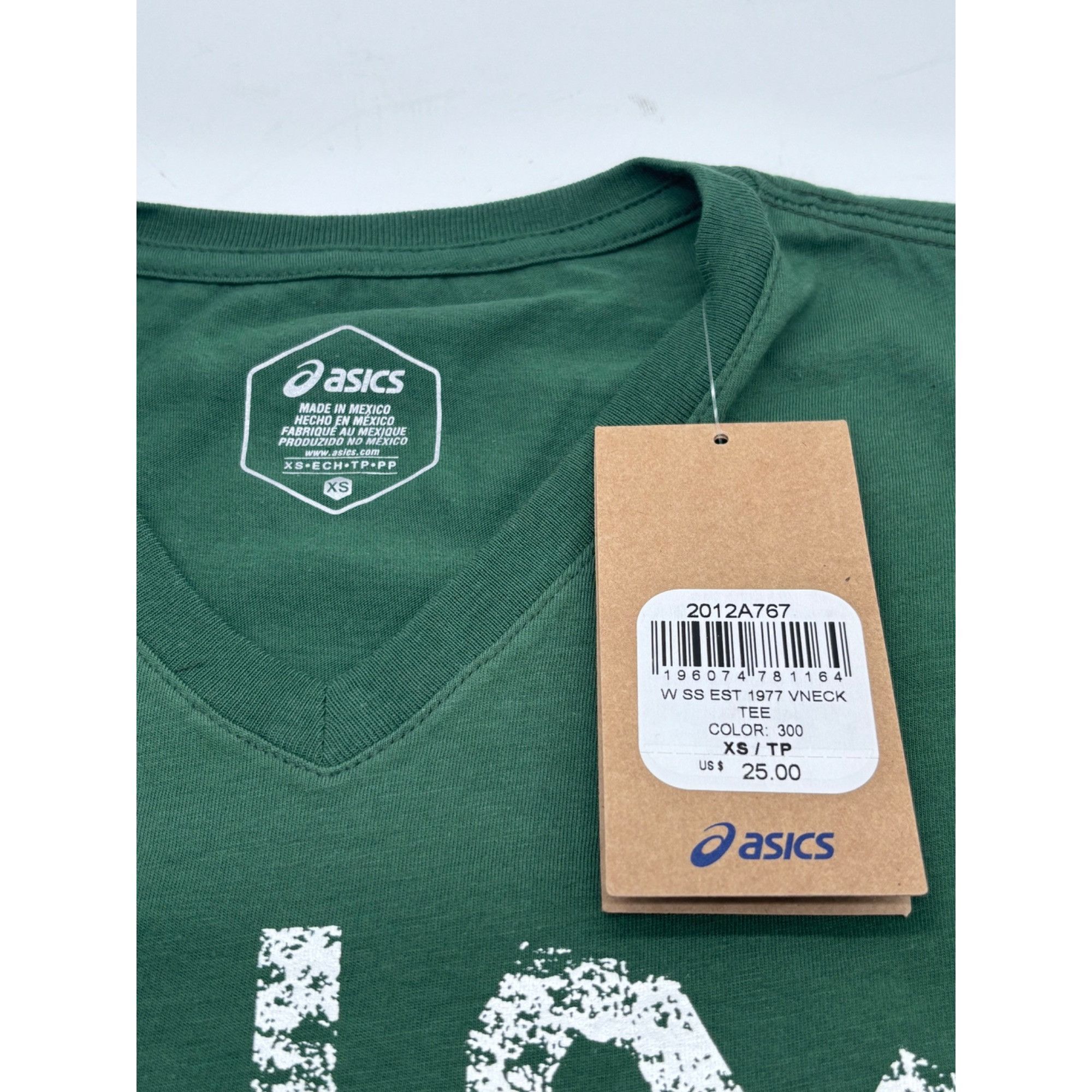 Asics ASICS Women's Short Sleeve Est 1977 V-Neck T-shirt, Hunter G Size XS / US 0-2 / IT 36-38 - 6 Thumbnail