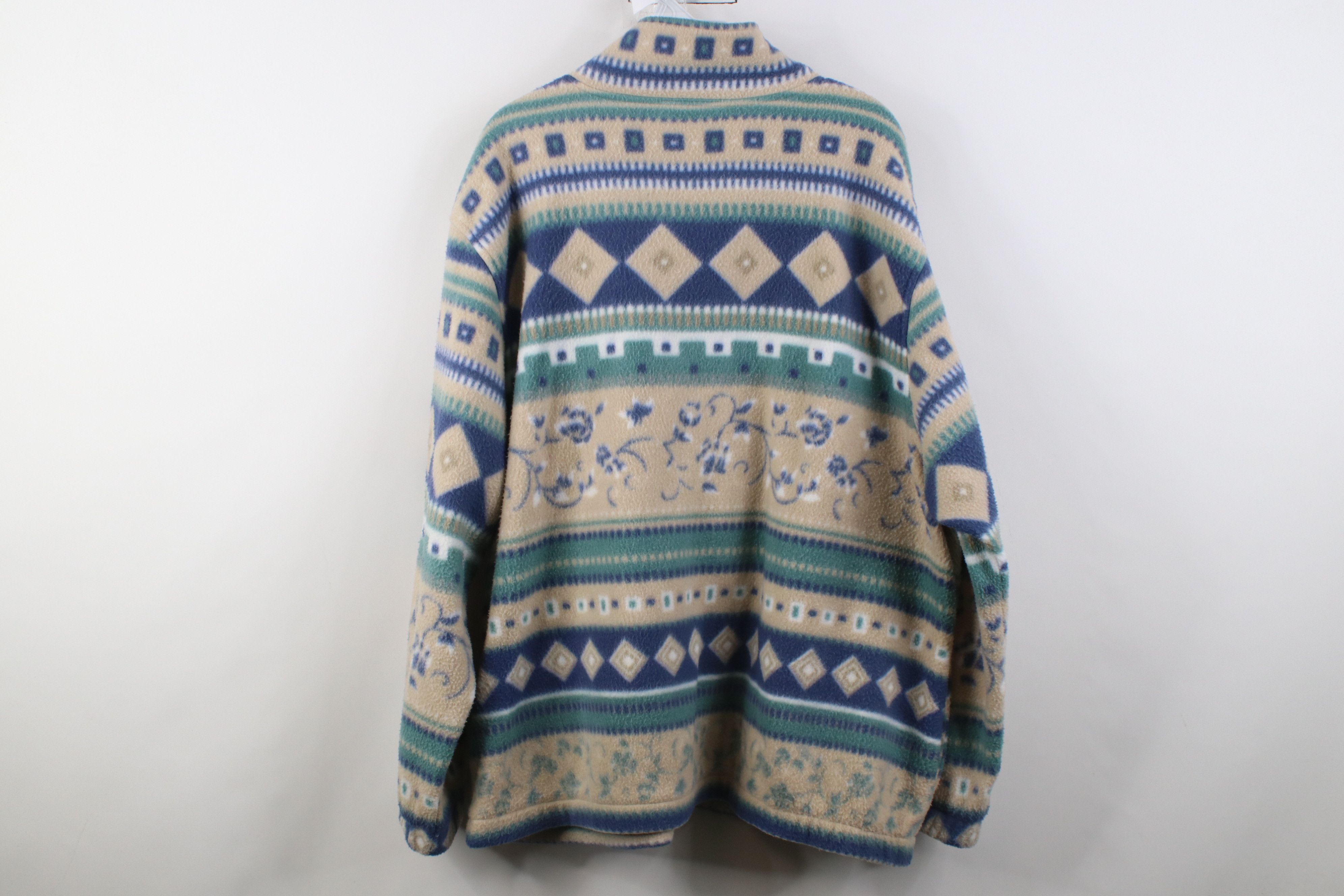 Vintage Vintage 90s Streetwear Fair Isle Fleece Full Zip Jacket Size XL / US 12-14 / IT 48-50 - 10 Thumbnail