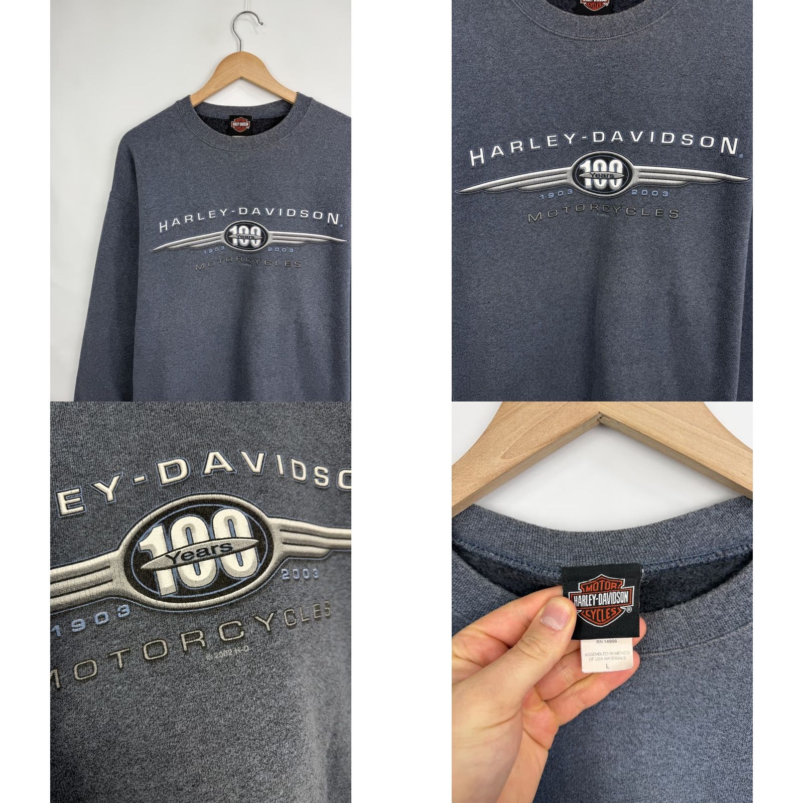 Harley Davidson VINTAGE Harley-Davidson Sweatshirt Shirt Mens L Blue Grand Canyon Arizona Y2K" Size US L / EU 52-54 / 3 - 8 Thumbnail