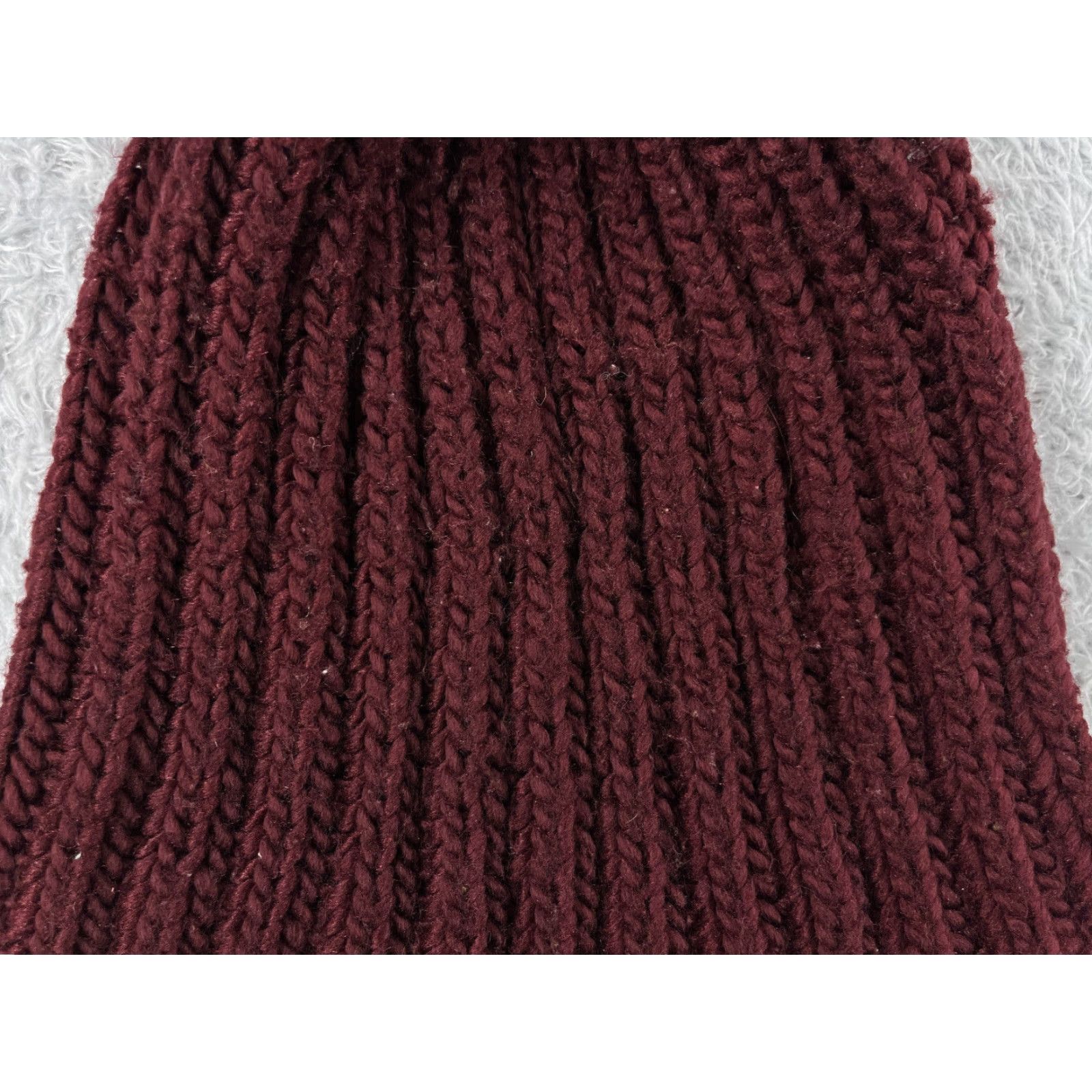 Vintage JustFab Beanie Hat Adult One Size Burgundy Acrylic Knit Ski Logo Outdoors Mens Womens Size ONE SIZE - 2 Thumbnail