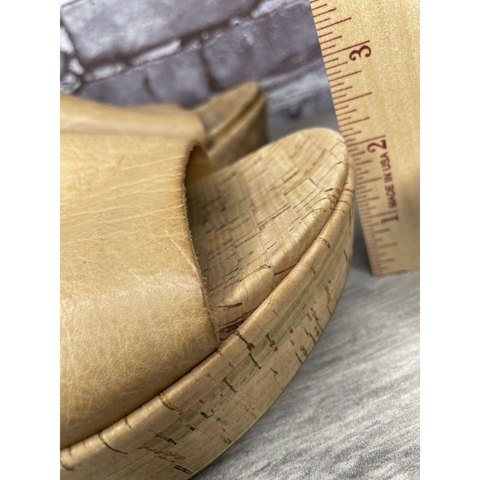 Other Kork Ease Tan Leather Cork Platform Strap High Wedge Sandals Size US 10 / IT 40 - 12 Thumbnail