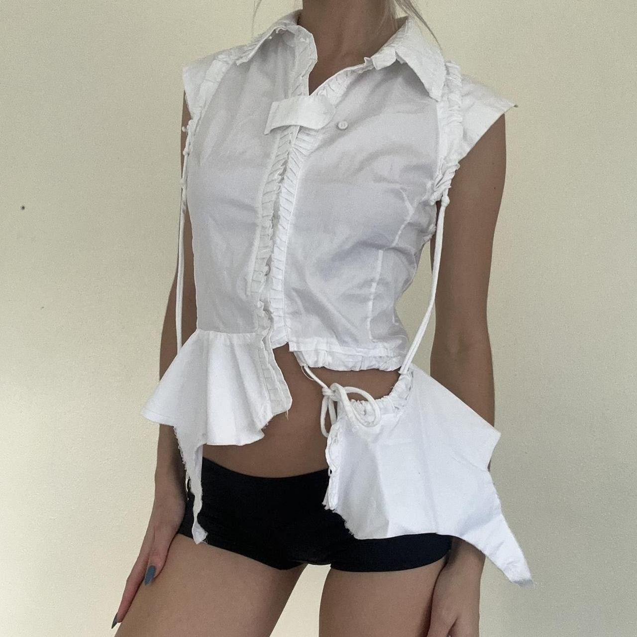 Ottolinger white asymmetrical ruffled shirt- sold out online -rare Size S / US 4 / IT 40 - 1 Thumbnail