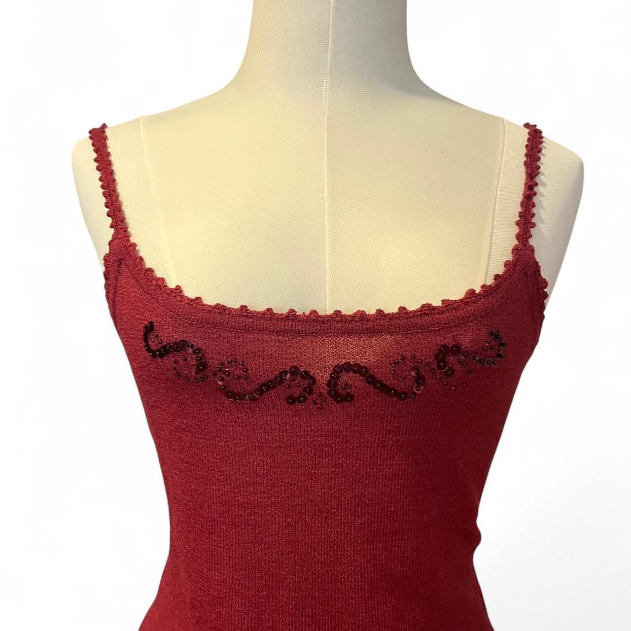 Other Vintage y2k burgundy cami with sequin swirl beaded detail🐞 Size S / US 4 / IT 40 - 2 Thumbnail