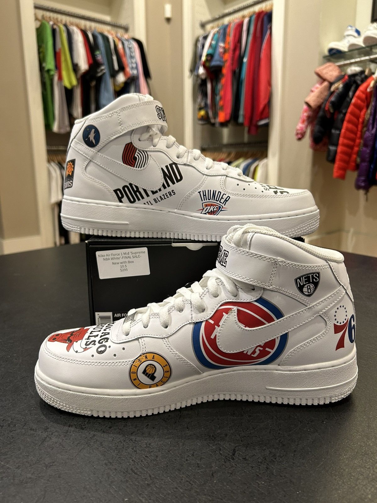 Nike × Supreme Nike Air Force 1 Mid ‘Supreme NBA White’ Size US 10.5 / EU 43-44 - 2 Thumbnail