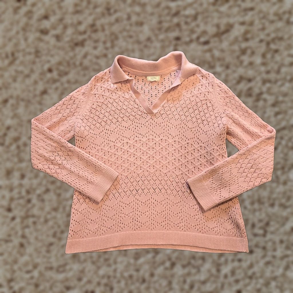 FatFace Fat Face Sweater Womens Size 10 Pink Crochet Knit Long Sleeve Cottage Casual Shirt Pullover Womens Knitted Lightweight V-Neck Knitwear Size L / US 10 / IT 46 - 1 Thumbnail