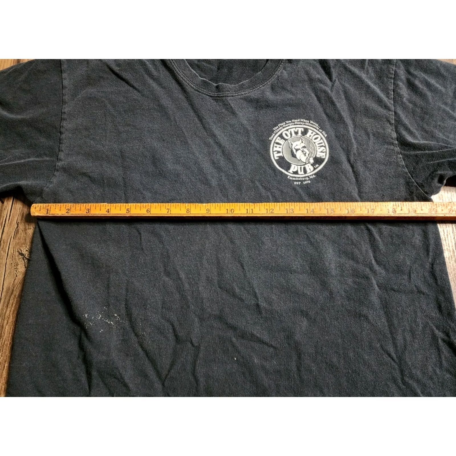 Gildan Mens L Gildan The Ott House Pub Emmitsburg MD Funny T Shirt Double Sided Distressed Black Cotton Crew Neck Short Sleeve USA 2000s Size US L / EU 52-54 / 3 - 2 Thumbnail