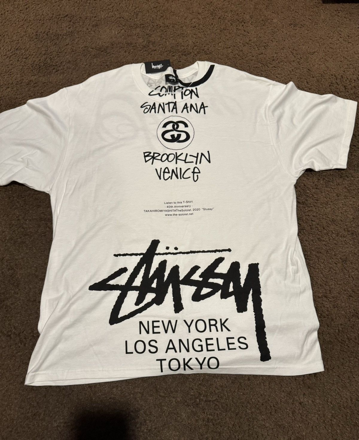 image of Stussy X Takahiro Miyashita The Soloist World Tour Tee in White, Men's (Size XL)