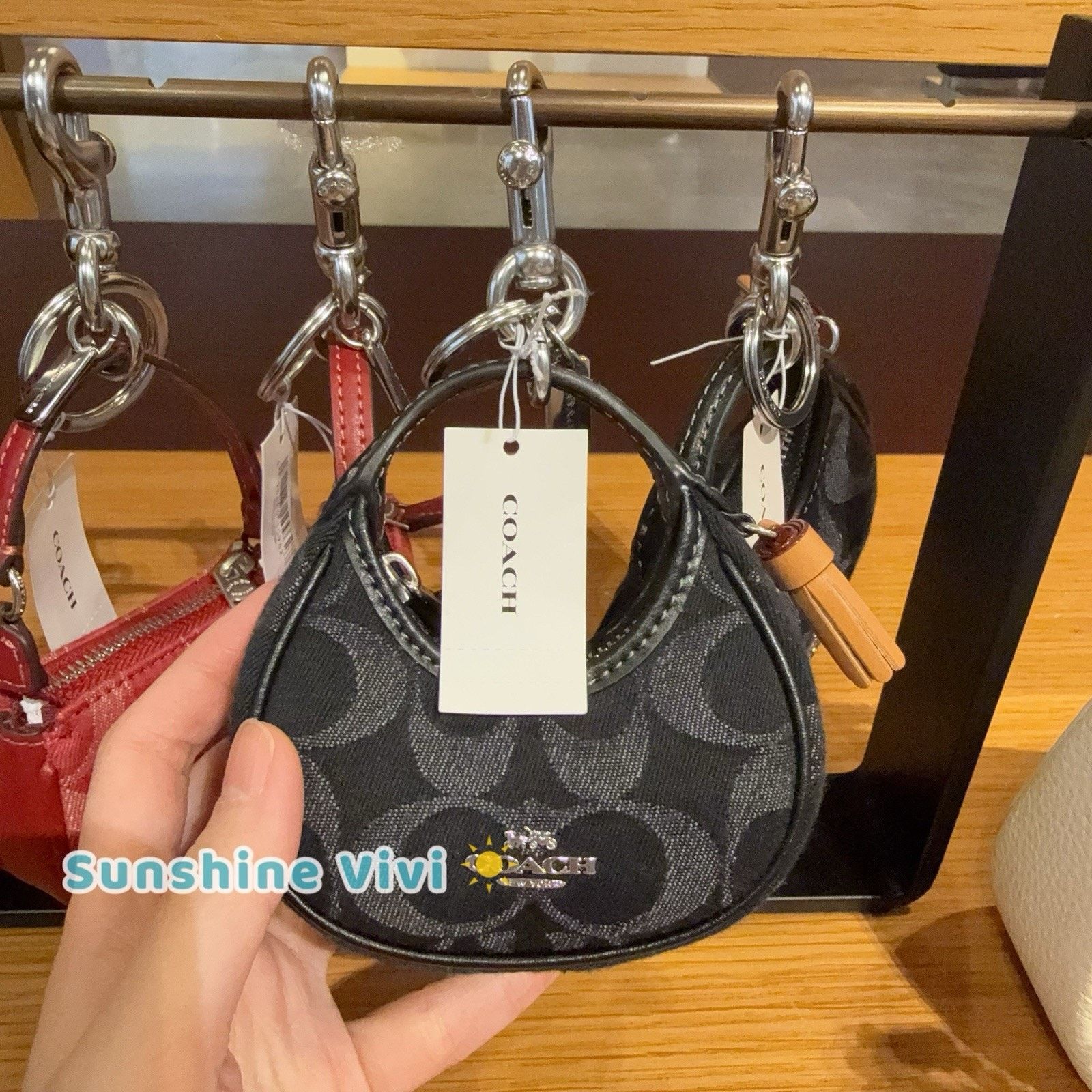 Coach NWT Coach Carmen Bag Charm denim Silver Black cdb53 Size ONE SIZE - 2 Thumbnail