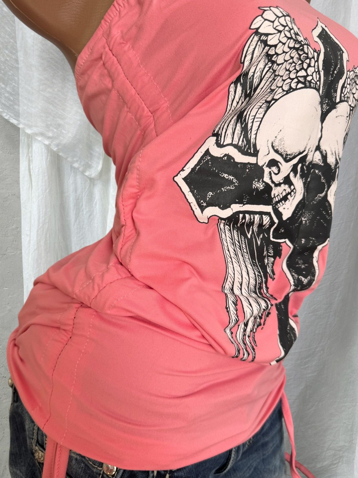 If Six Was Nine Affliction Style Y2K Gothic Skull Print Mini Dress Size M / US 6-8 / IT 42-44 - 5 Thumbnail