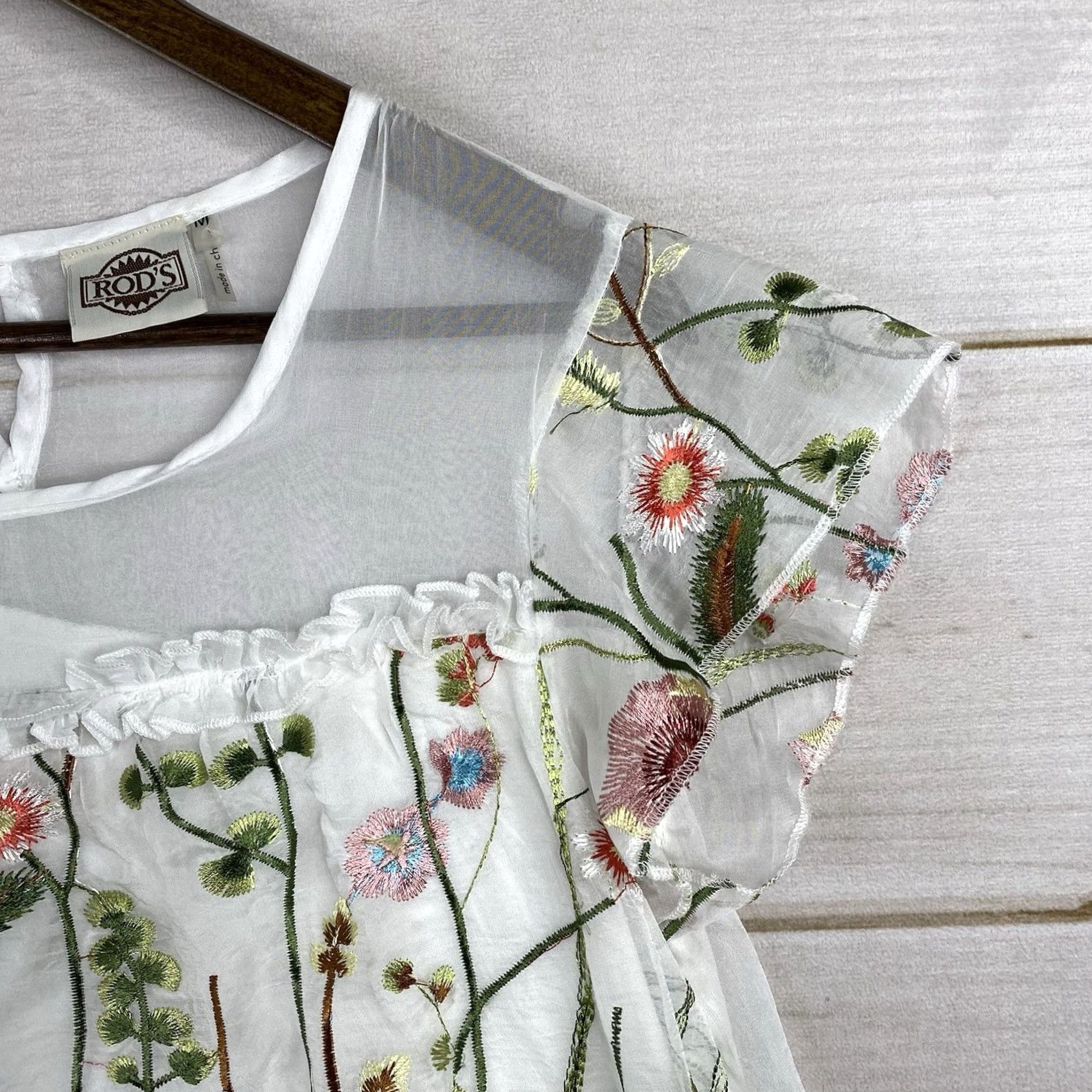 Vintage VINTAGE RODS Womens Top M White Embroidered Sheer Lace Ruffle Boho Coquette Shirt Adult M White Embroidered Sheer Lace Ruffle Boho Coquette Womens Size M / US 6-8 / IT 42-44 - 2 Thumbnail