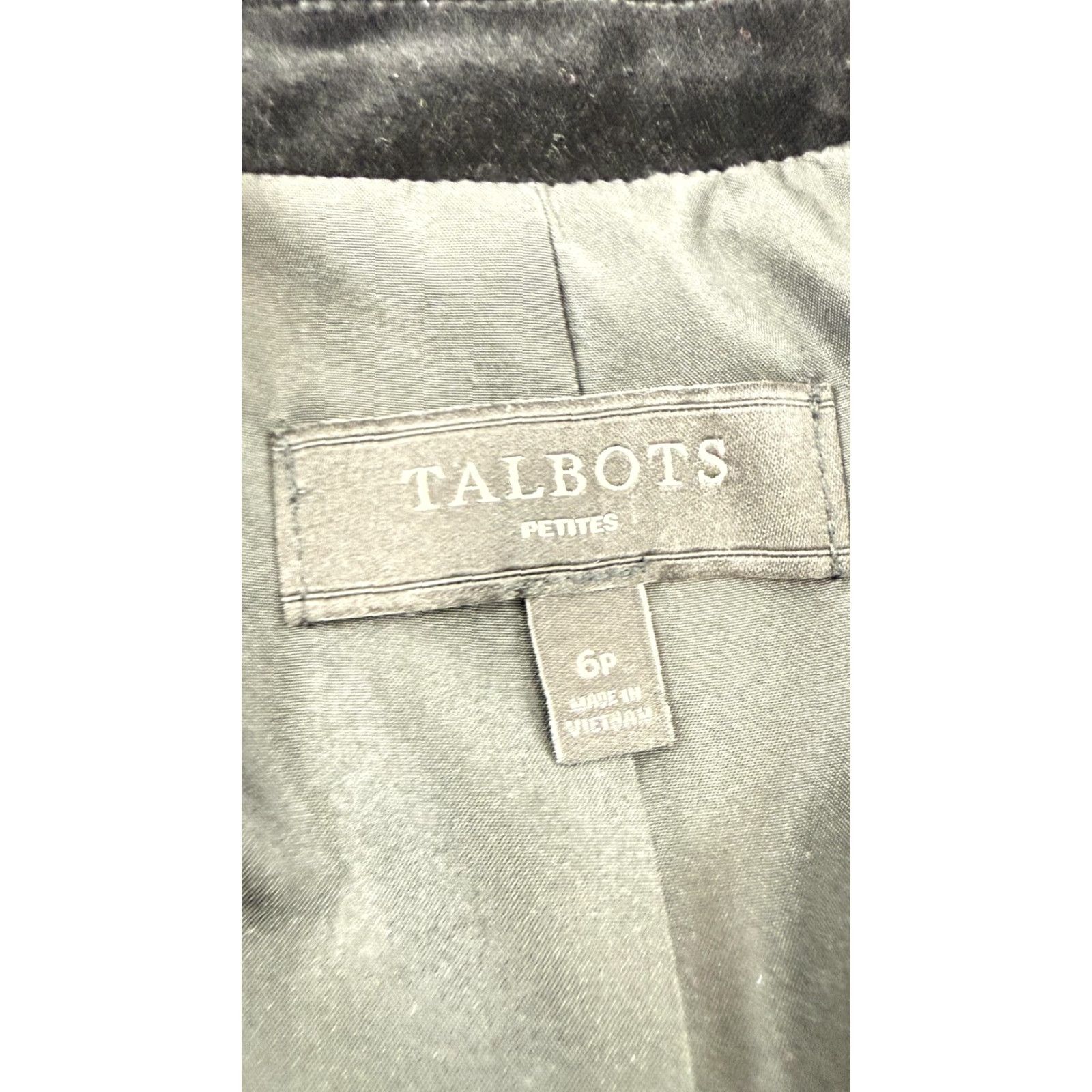 Talbots Talbots Petites Blazer Womens 6P Black Velvet Lined Cotton Jacket Single Button Size M / US 6-8 / IT 42-44 - 4 Thumbnail