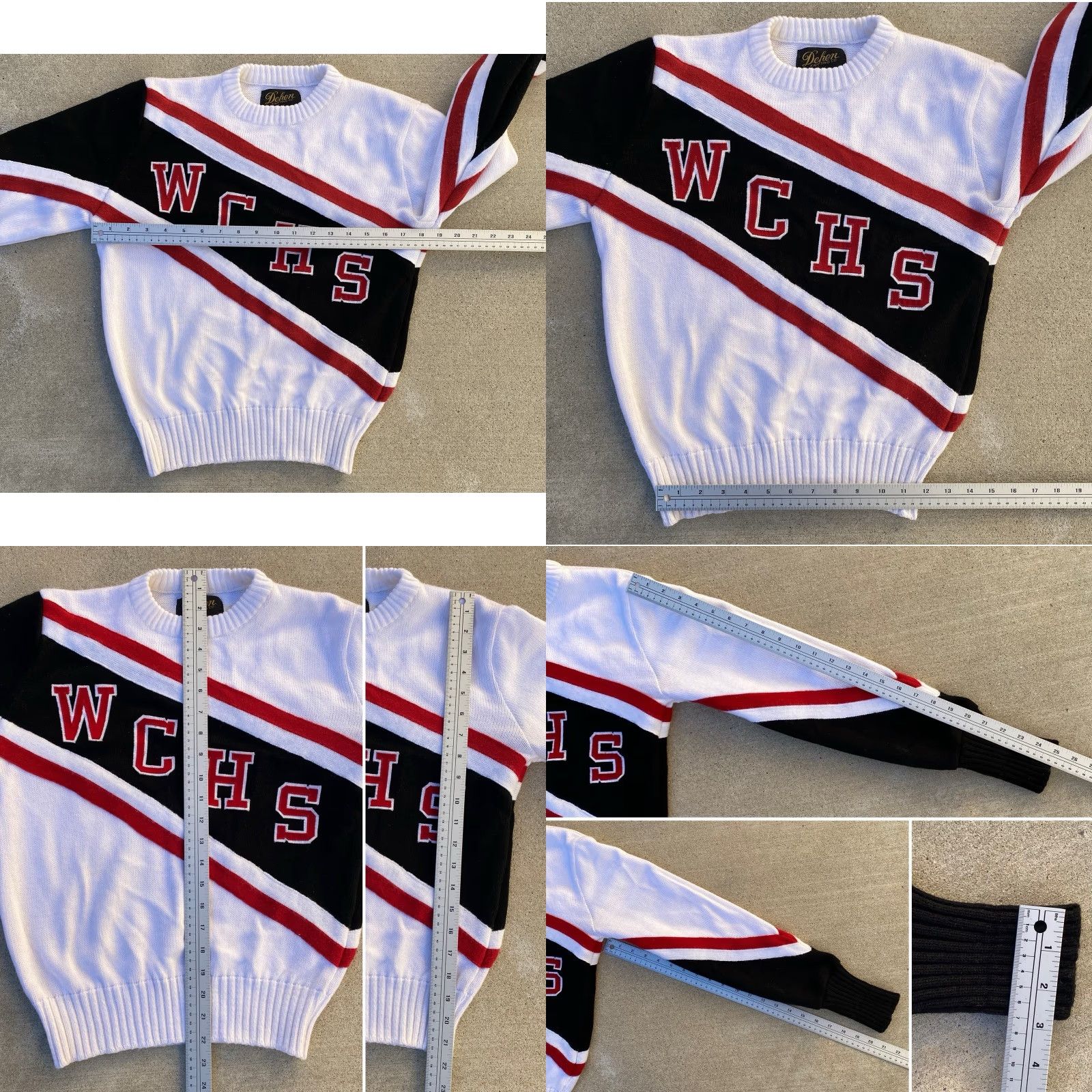 Vintage VINTAGE Dehen Cheerleader Sweater WCHS White Black Red Acrylic Knit Size M Size M / US 6-8 / IT 42-44 - 11 Thumbnail