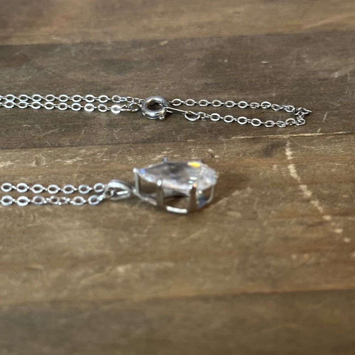 Vintage Vintage silver tone pear shaped CZ pendant necklace Size ONE SIZE - 3 Thumbnail