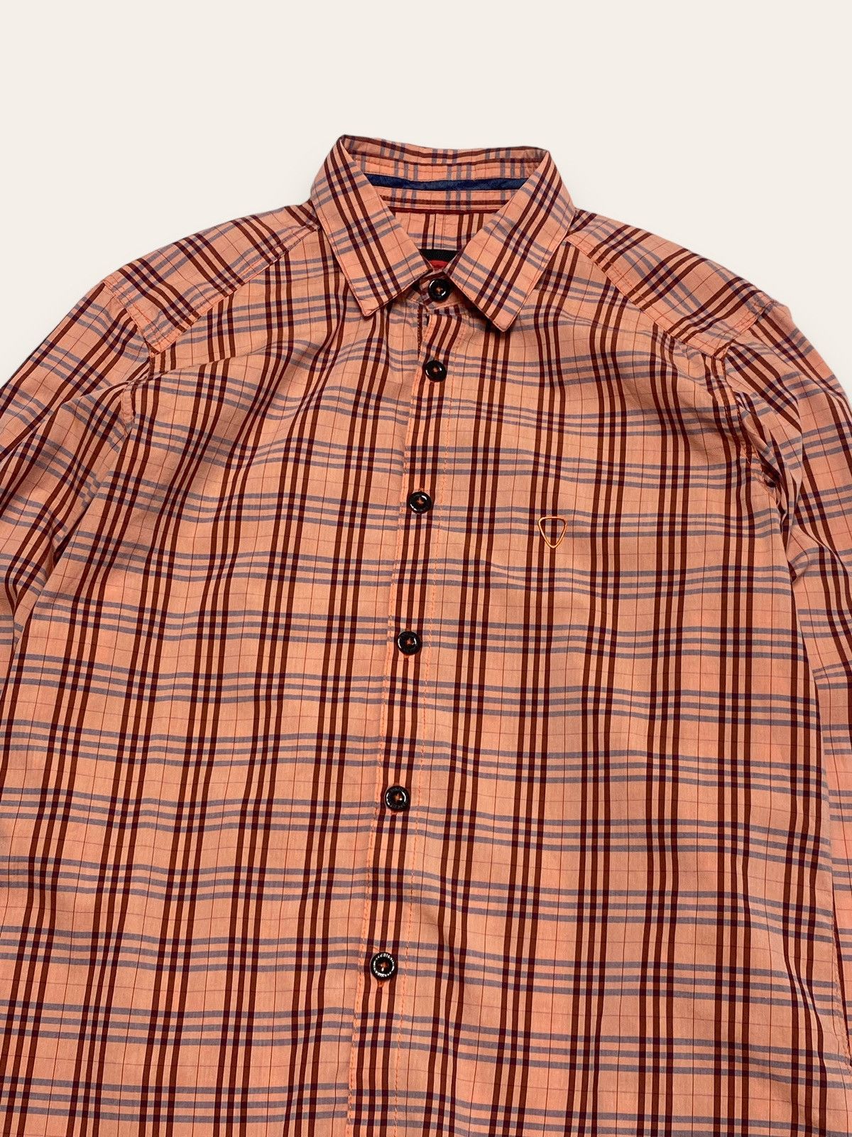 Strellson Vintage STRELLSON Orange Checkered Button Up Shirt y2k Size US M / EU 48-50 / 2 - 2 Thumbnail
