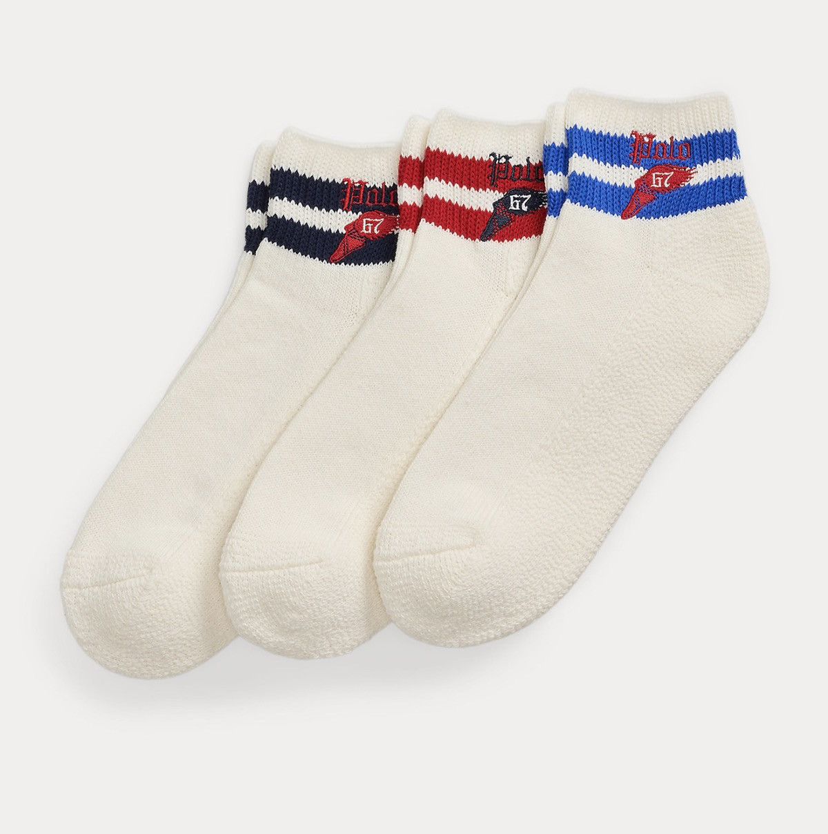 Polo Ralph Lauren Polo Ralph Lauren Striped-Cuff Quarter-Crew Sock 3-Pack ‘67 Size ONE SIZE - 1 Thumbnail