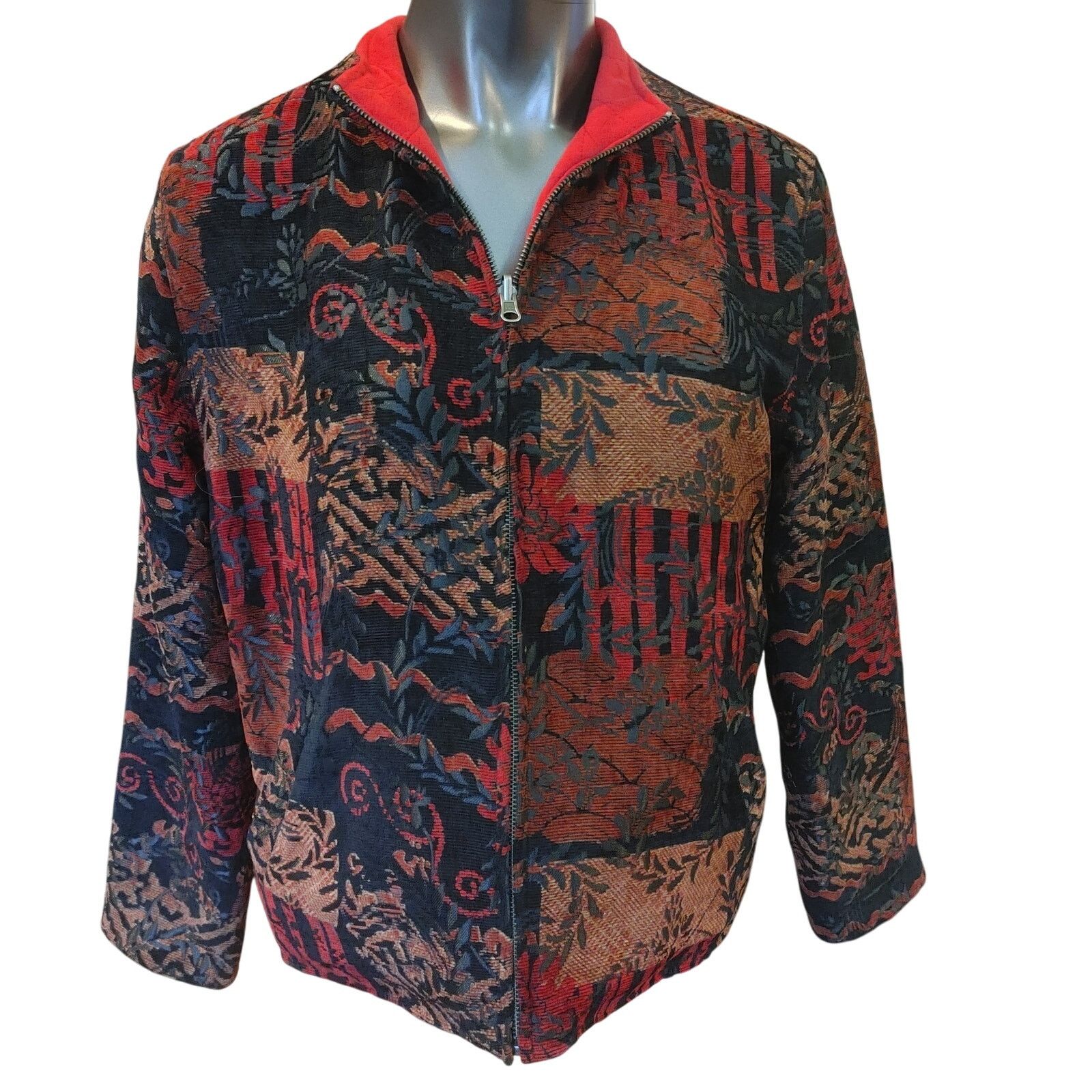 Other Chico's Women's 1 Reversible Red/Black/Gold Abstract Coat Size XL / US 12-14 / IT 48-50 - 1 Thumbnail