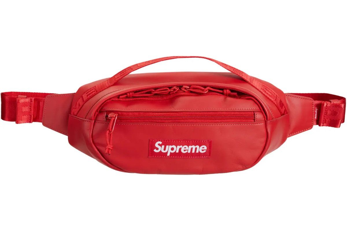 image of Supreme Leather Waist Bag in Red, Men's