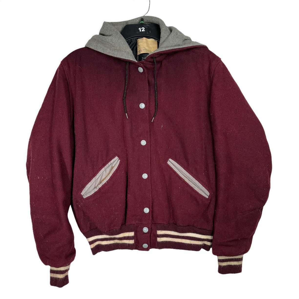 Vintage Vtg 90s DeLong USA Wool Varsity Jacket Zipper Sailor Hood 38 Size US M / EU 48-50 / 2 - 1 Thumbnail