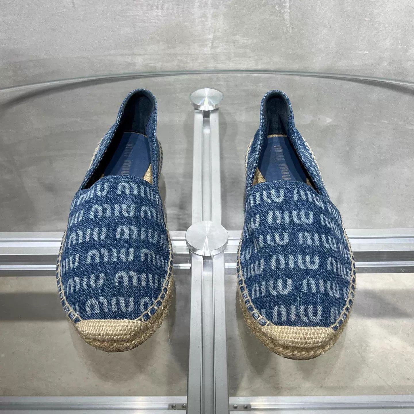 Miu Miu MIU MIU blue denim allover print fisherman EU38 Size US 7.5 / IT 37.5 - 1 Thumbnail
