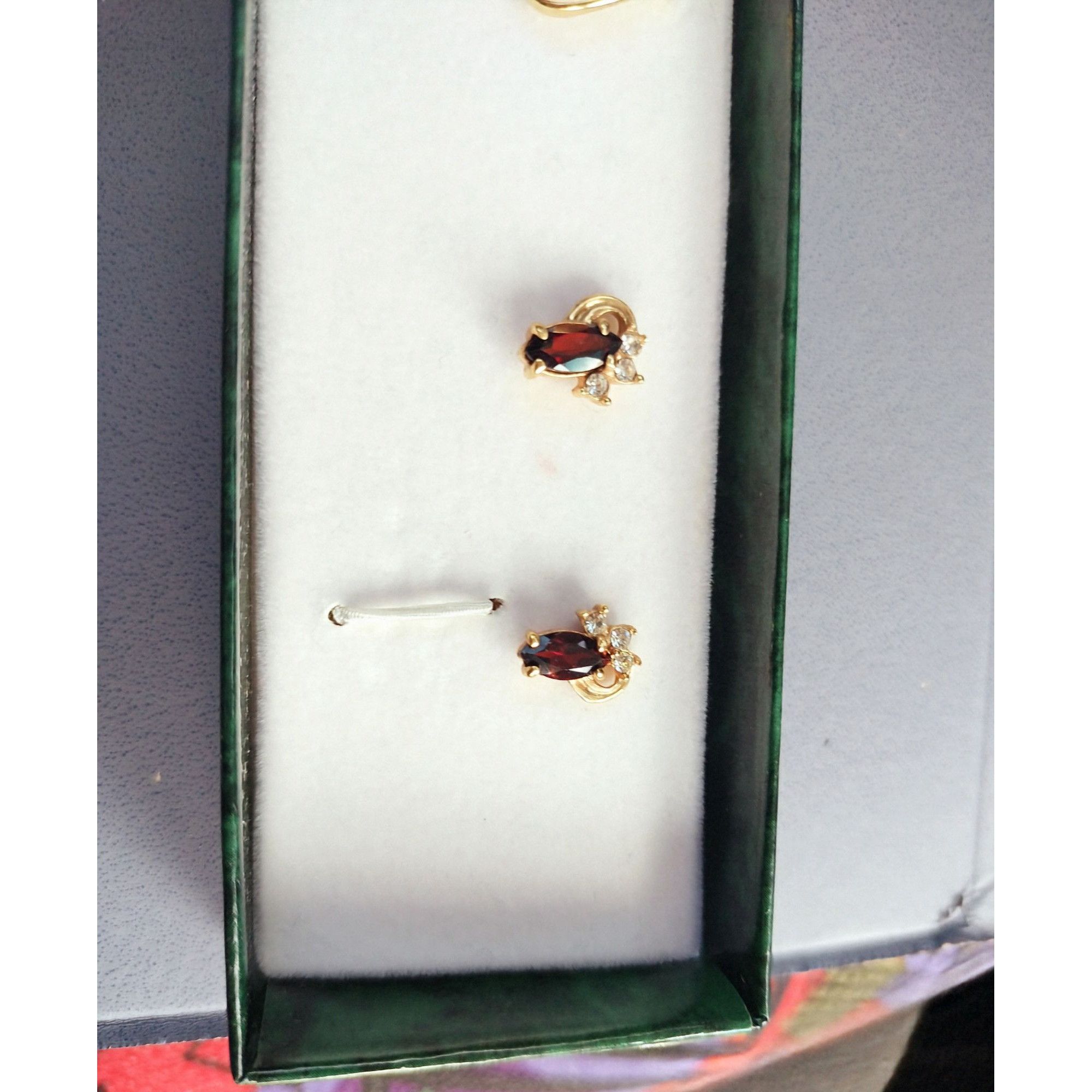 Other Earrings 3 Pairs Gold Tone Genuine Stones Gift Box Birthston Size ONE SIZE - 7 Thumbnail