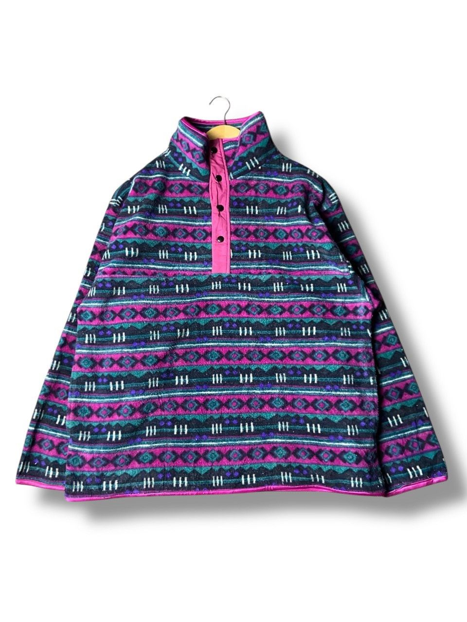 Japanese Brand FREAKS Brand Abstract Half Button Fleece Pullover (162) Size US M / EU 48-50 / 2 - 1 Thumbnail