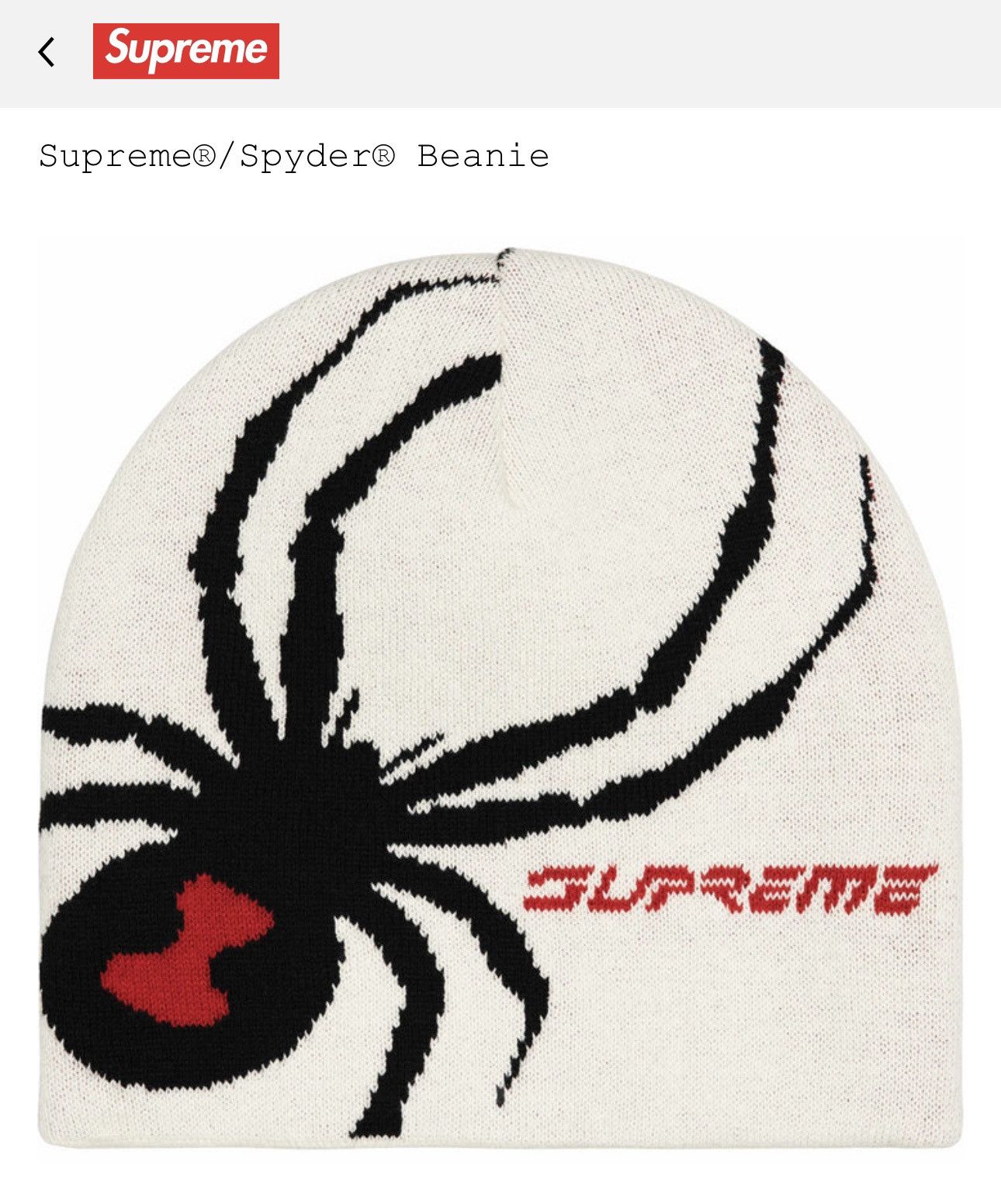 帽子 Supreme Spyder Beanie White 24fw 帽子 Supreme Spyder Beanie White 24fw Supreme Spyder Beanie