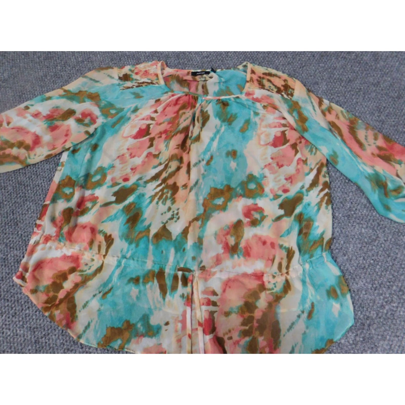 Apt. 9 Apt. 9 Blouse Womens XL Blue Crew Neck 3/4 Sleeve Pullover Stretch Casual Size XL / US 12-14 / IT 48-50 - 2 Thumbnail