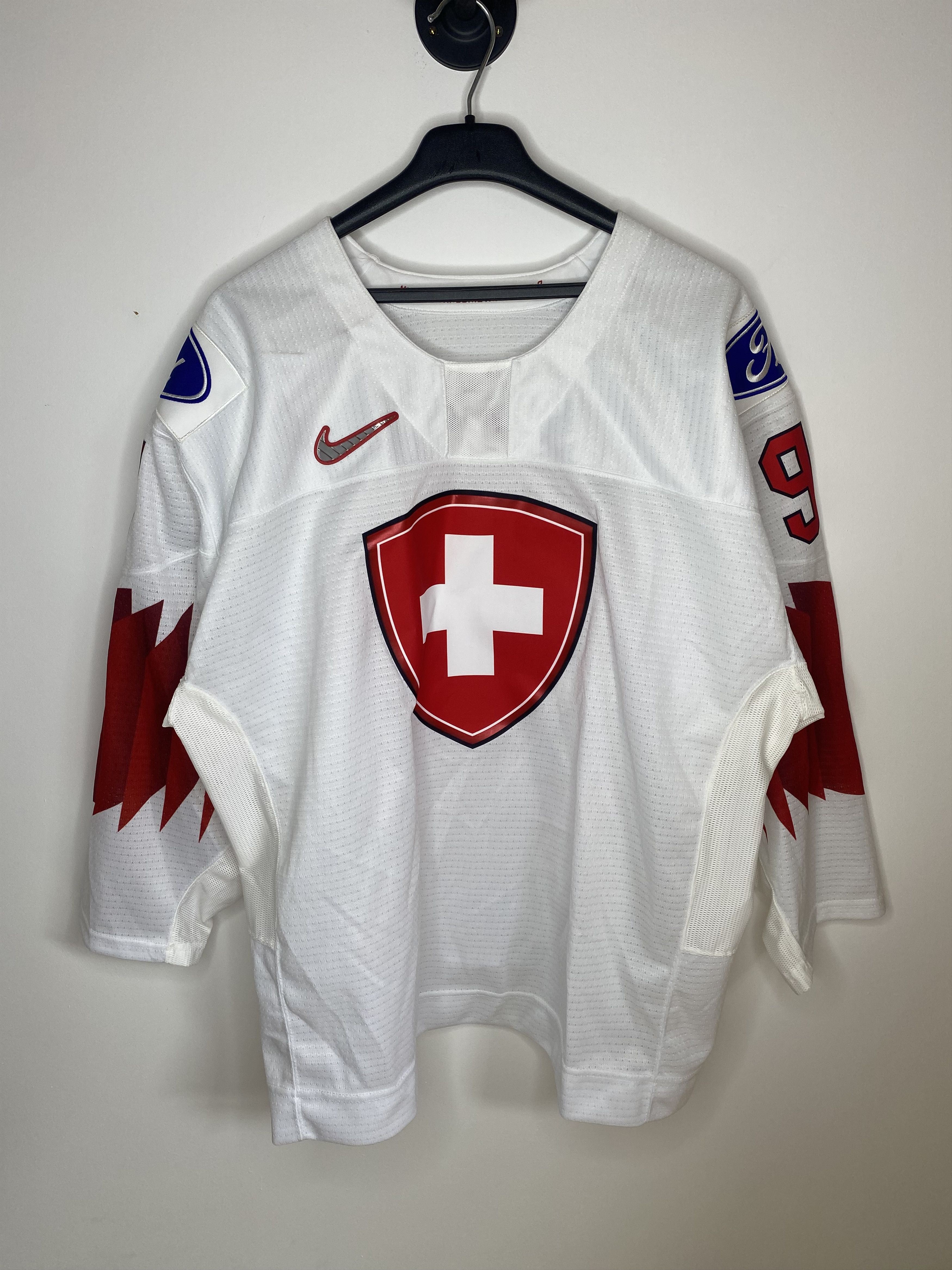 Nike #97 SWITZERLAND TEAM 2022 MATCH WORN ICE HOCKEY JERSEY SHIRT Size US L / EU 52-54 / 3 - 1 Thumbnail