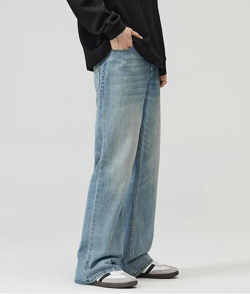 Japanese Brand × Jean Pants Light blue washed retro straight flared baggy jeans Size US 32 / EU 48 - 3 Thumbnail