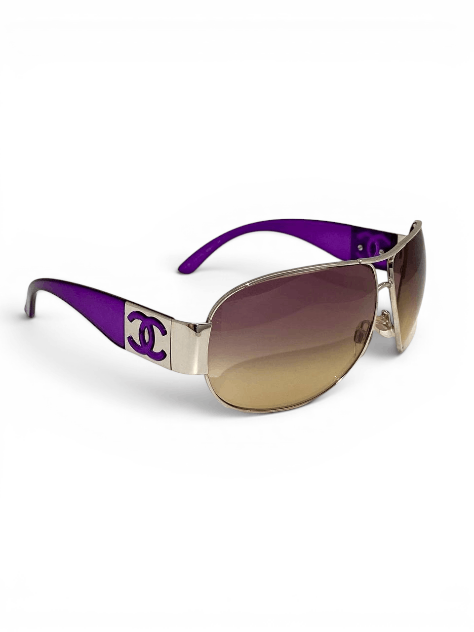 Chanel Chanel CC Logo Oversized Wrap Aviator Purple Sunglasses Y2K Size ONE SIZE - 1 Thumbnail