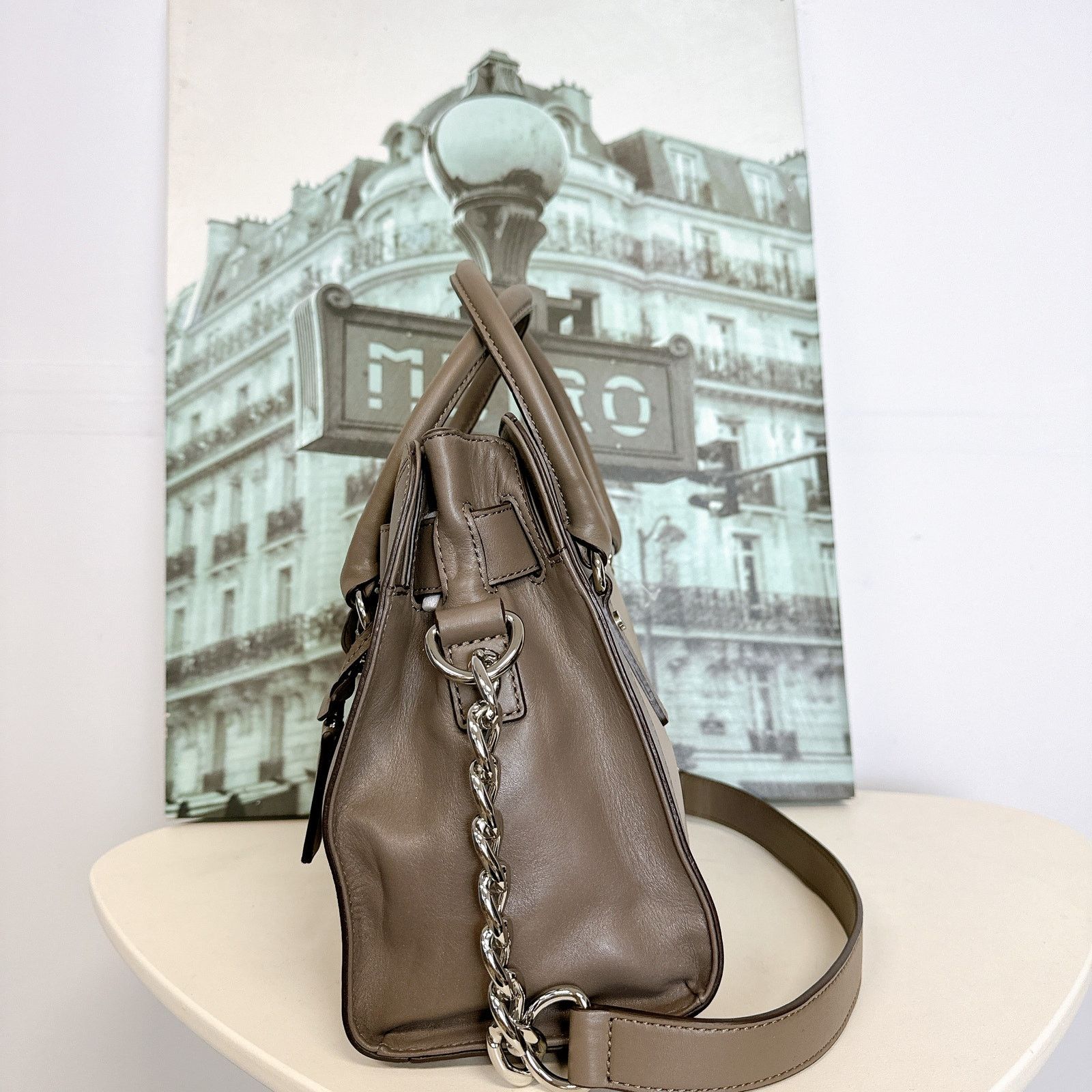 Michael Kors Michael Kors 30F5SHKS2T Hamilton Out Leather Satchel IN Dar Size ONE SIZE - 4 Thumbnail