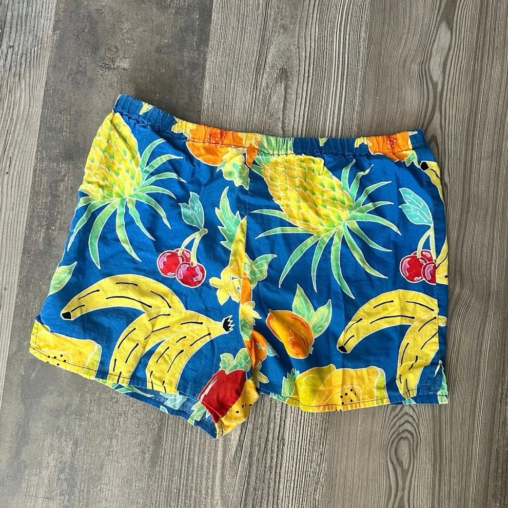 Handmade handmade blue fruit pattern shorts Size 28" / US 6 / IT 42 - 1 Thumbnail
