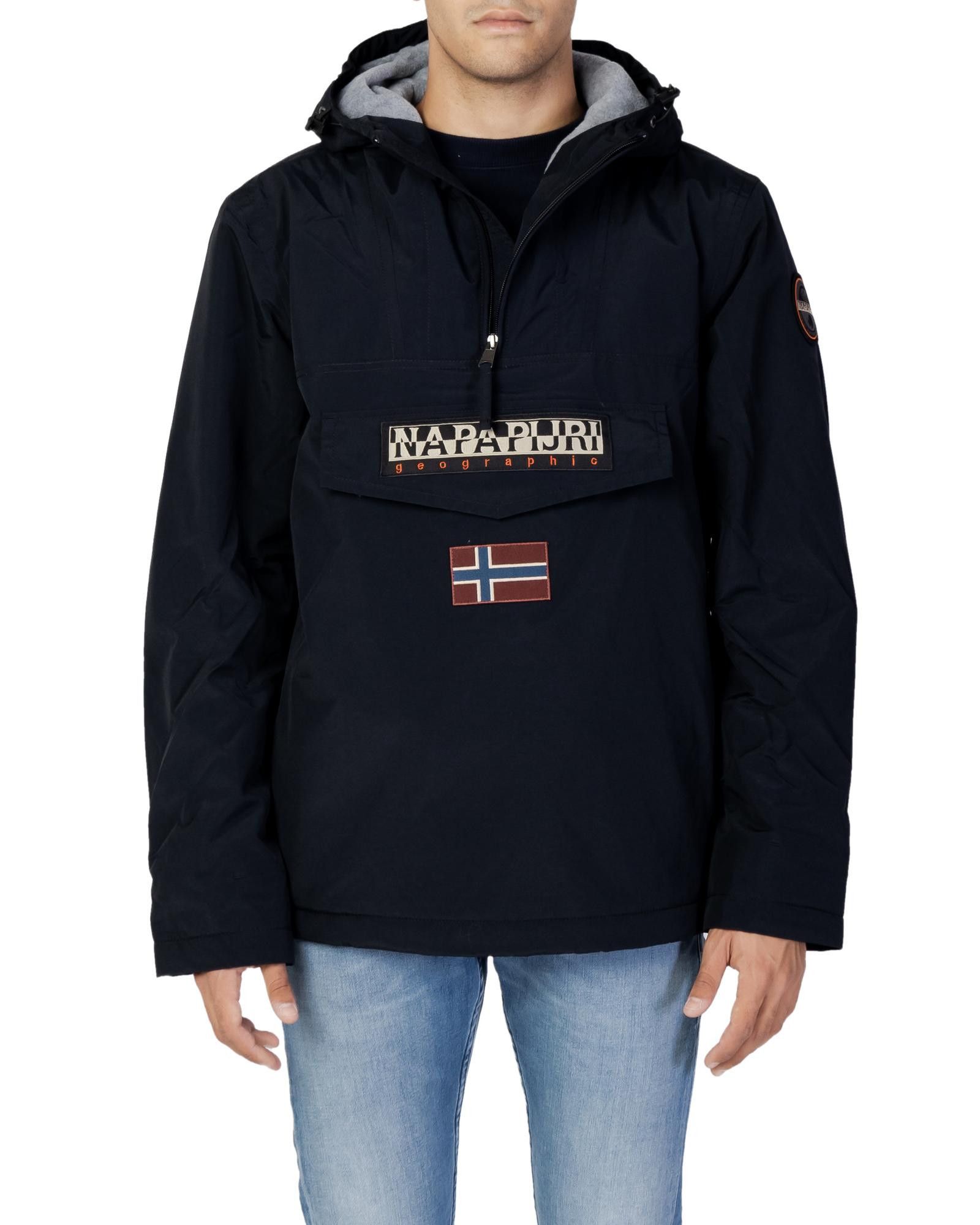 Image of Napapijri Long Sleeve Nylon Jacket With Zip Fastening in Black, Men's (Size Small)