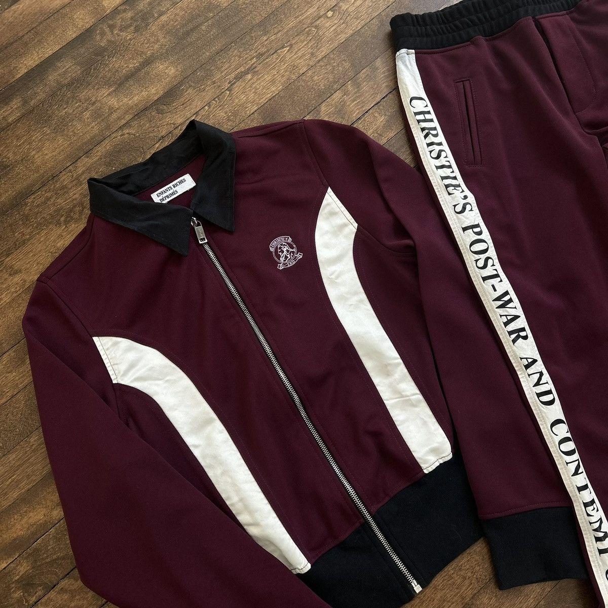 image of Enfants Riches Déprimés X Christie’S Full Mens Tracksuit in Burgundy (Size Medium)