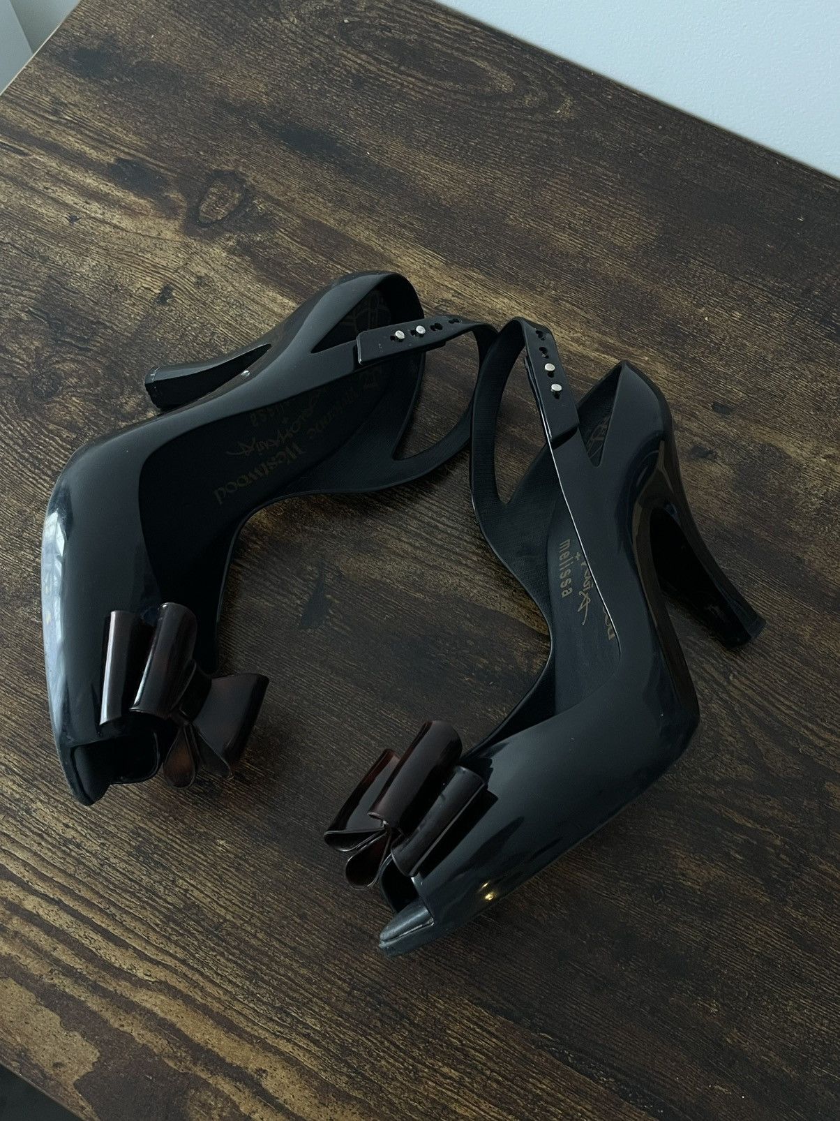 Vivienne Westwood Vivienne Westwood Melissa Black Brown Ribbon Rubber Heels Size US 9 / IT 39 - 3 Thumbnail