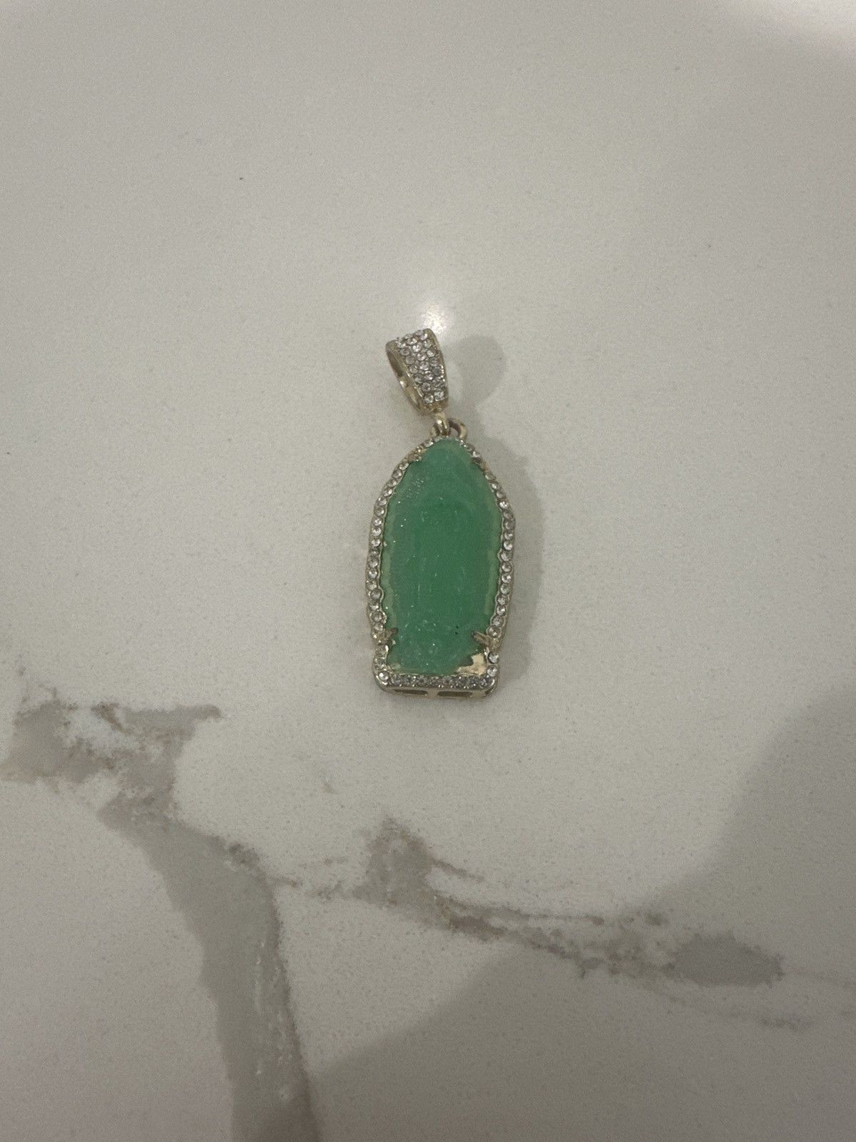 Jewelry Virgin Marry Jade Pendant in Gold, Men's
