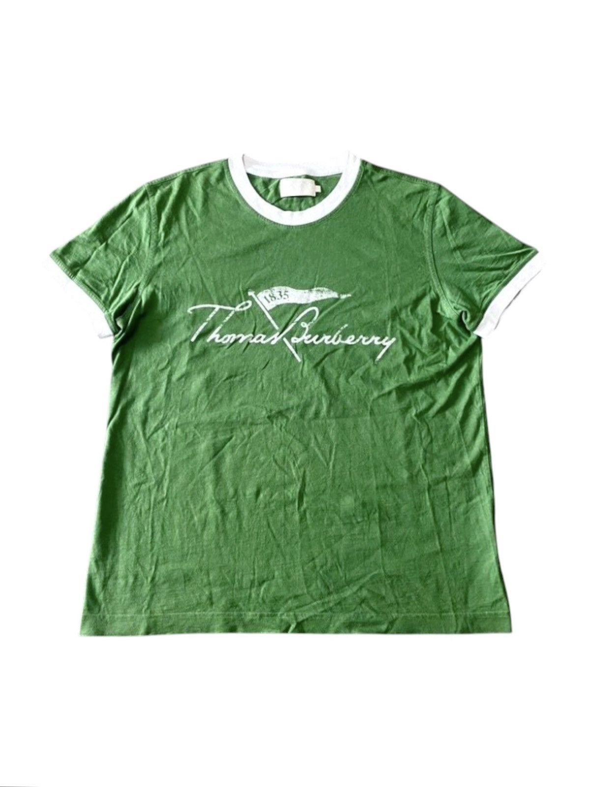 Burberry Thomas Burberry Big Logo Green Cotton Casual T-shirt Size US XXL / EU 58 / 5 - 1 Thumbnail