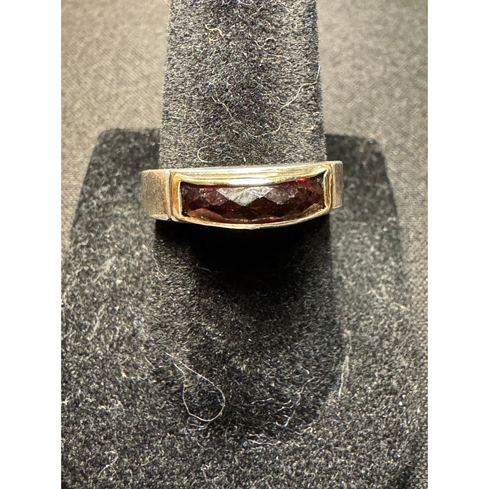 Other 925 Sterling Dome Garnet Stone Gold Setting Vintage Size 6.5 Size ONE SIZE - 1 Thumbnail