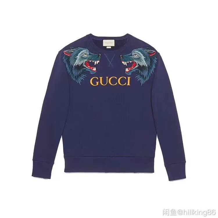 Gucci Gucci Men's Wolf Head Blue Sweatshirt Size US M / EU 48-50 / 2 - 1 Thumbnail