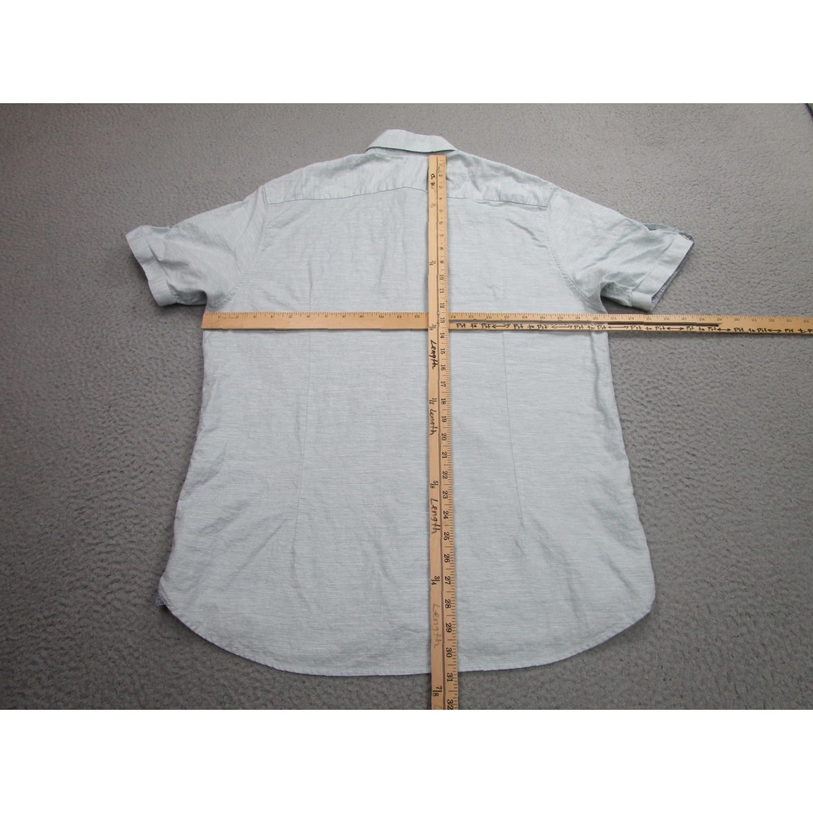 Ted Baker TED BAKER Shirt Mens XL Light Blue Short Sleeve Button-Up Linen Cotton Blend Size US XL / EU 56 / 4 - 6 Thumbnail