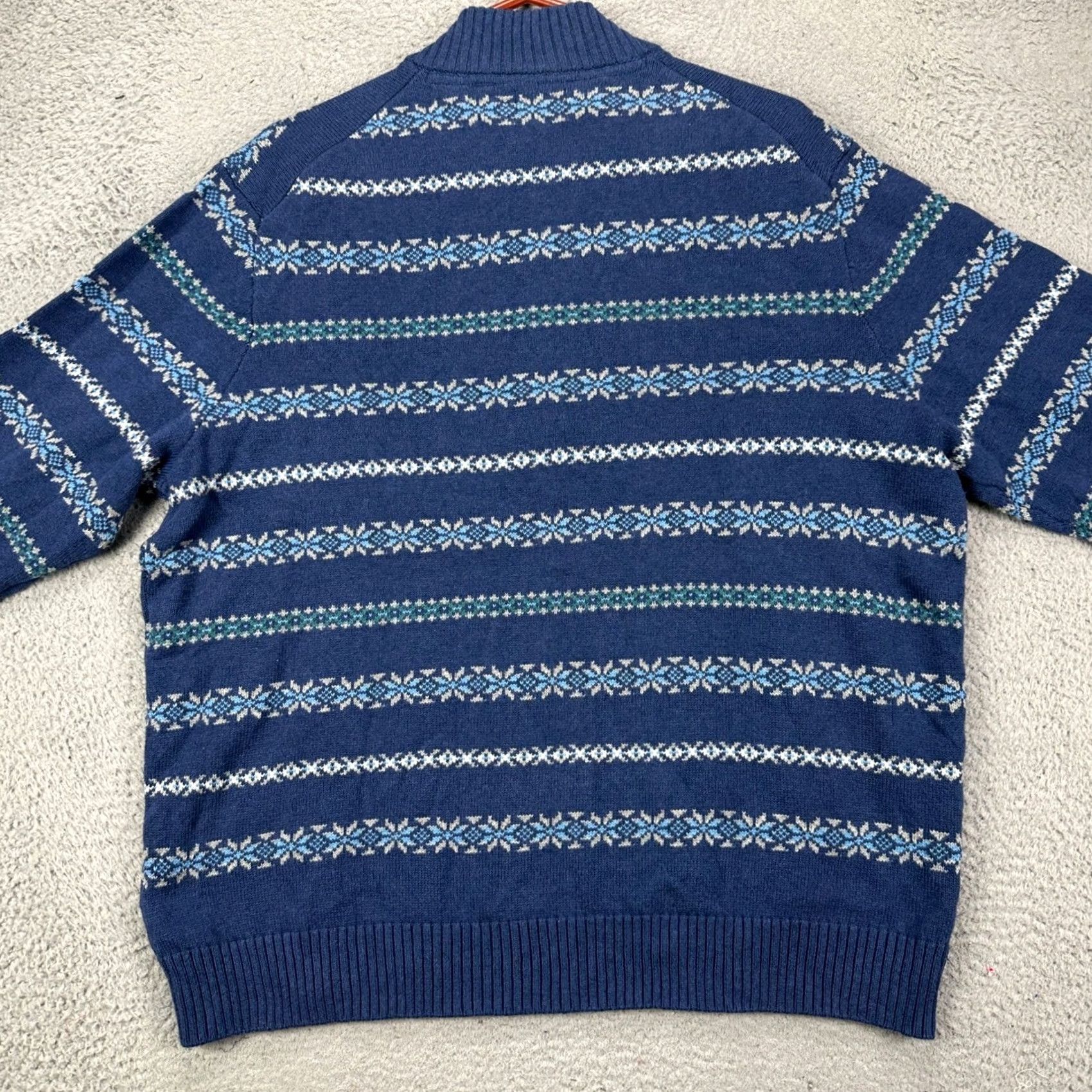 Izod VINTAGE? Izod Sweater Pullover Mens 2XL Blue Knit Geometric Quarter Zip Long Sleeve NEW Size US XXL / EU 58 / 5 - 3 Thumbnail
