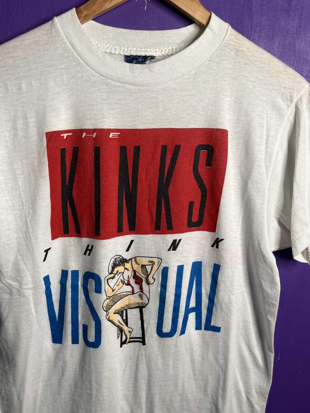 Band Tees × Vintage Vintage 1987 The Kinks think visual tour t-shirt Size US M / EU 48-50 / 2 - 3 Thumbnail