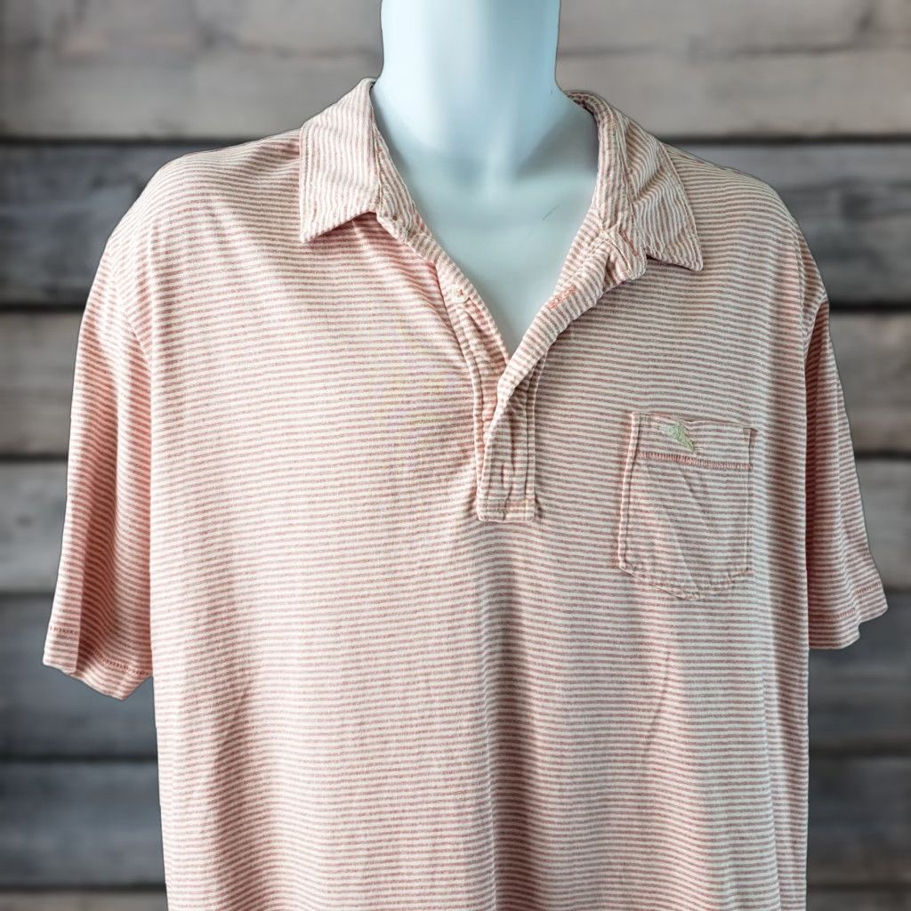 Tommy Bahama Tommy Bahama Polo Shirt XL Red Stripe Short Sleeve Pima Cotton Men’s Shirt Size US XL / EU 56 / 4 - 1 Thumbnail