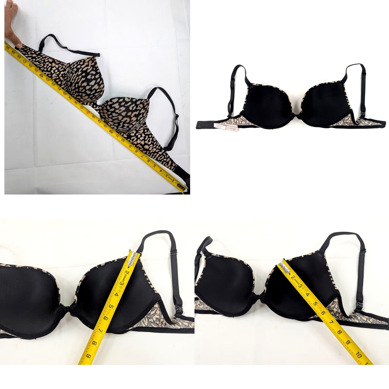Victoria's Secret Victoria's Secret Leopard Push Up Bra Women 34D Underwire 406471 Black Yellow EUC Size ONE SIZE - 8 Thumbnail